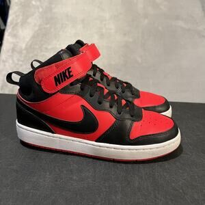 Nike Court Borough Mid 2 Shoes Youth Size 7Y Red Black Strap CD7782-602